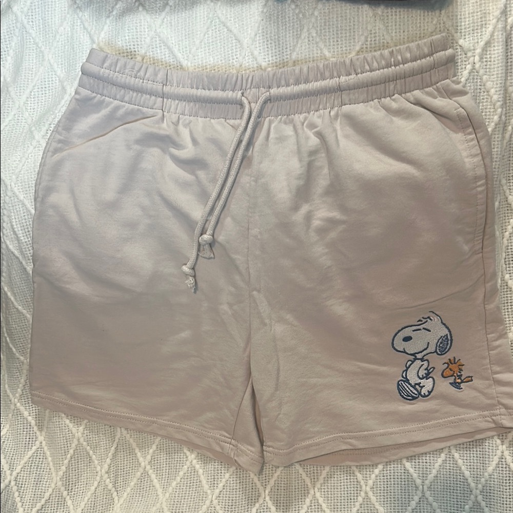 Snoopy Embroidered Tan Shorts